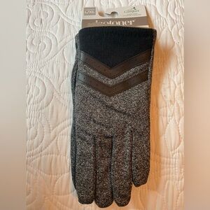 NWT, Isotoner Black Heather SmartDri, Smartouch Gloves, L/XL